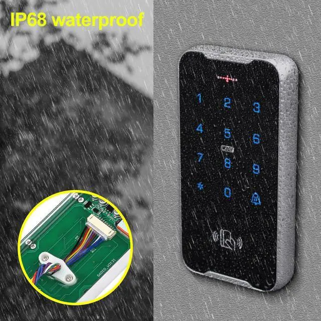 Alt view image 6 of 7 - RFID Access Control Kit, Waterproof Metal Door Entry System with Touch Keypad, Magnetic Lock, Power Supply, Exit Button, 10 RFID Cards, 3000 Users, DC12V for Home and Office