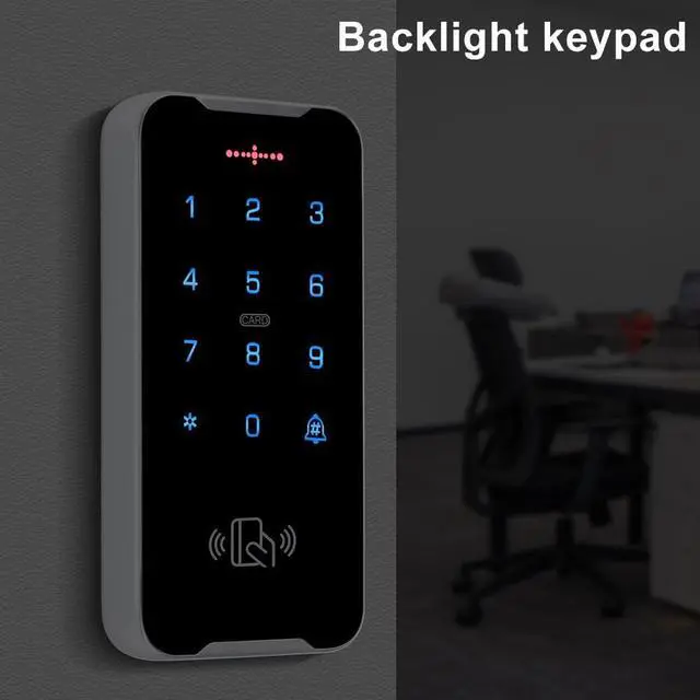 Alt view image 7 of 7 - RFID Access Control Kit, Waterproof Metal Door Entry System with Touch Keypad, Magnetic Lock, Power Supply, Exit Button, 10 RFID Cards, 3000 Users, DC12V for Home and Office