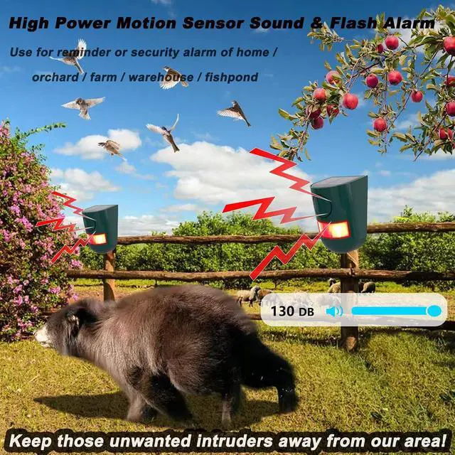 Alt view image 5 of 7 - Solar Outdoor Motion Sensor Alarm, 130 dB Siren Sound Alert & 6 LEDs Flash Warning Strobe Motion Activated Alarm for Farm Yard, 2 Pack