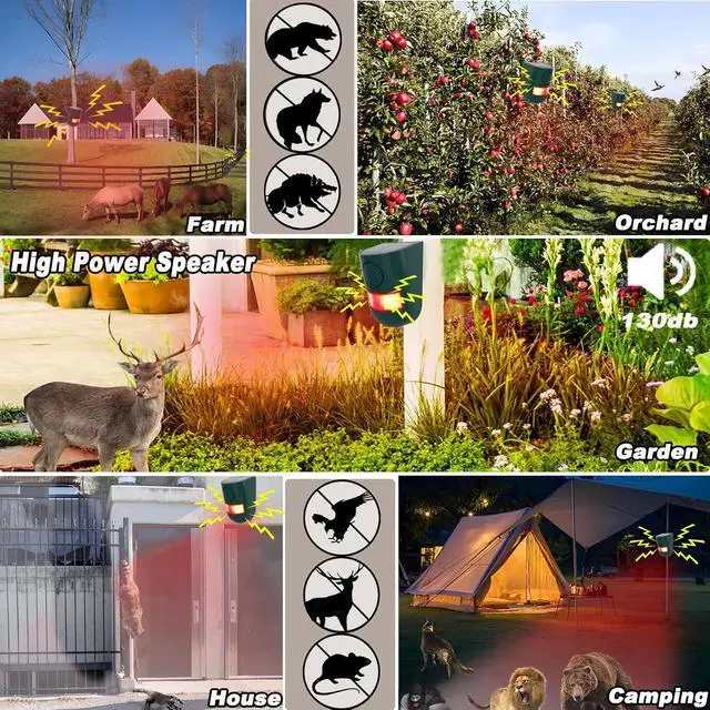 Alt view image 7 of 7 - Solar Outdoor Motion Sensor Alarm, 130 dB Siren Sound Alert & 6 LEDs Flash Warning Strobe Motion Activated Alarm for Farm Yard, 2 Pack