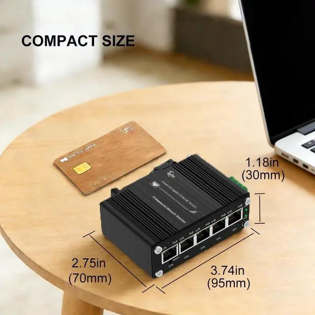 Alt view image 6 of 7 - Industrial Managed 5 PoE Gigabit Switch IEEE802.3af/at 9-57V to 48V Max 120W