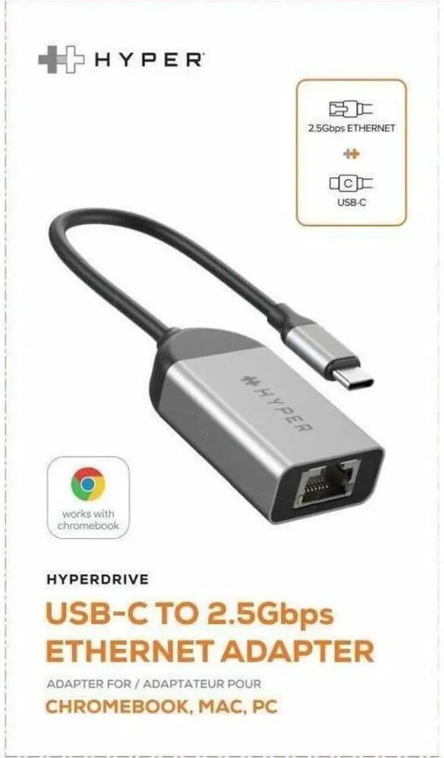 Alt view image 5 of 5 - HyperDrive USB C to Ethernet Adapter - High-Speed 2.5Gbps LAN Connectivity for Chromebooks, Laptops, USB-C Devices, Ultra-Portable, Durable USB to Ethernet Adapter