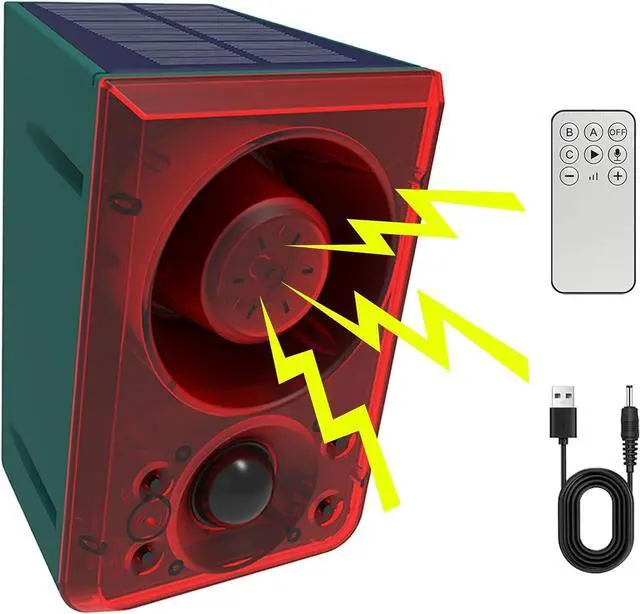 Main image of Solar Outdoor Motion Sensor Alarm - 3 Modes Motion Detector Strobe Light with 130db Security Alarms Featuring Dog Barking & Gunshot, Support Recording & Volume Adjustment, Ideal for Home, Farm