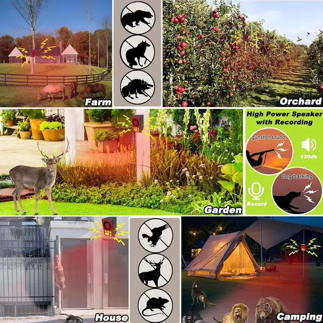 Alt view image 3 of 7 - Solar Outdoor Motion Sensor Alarm - 3 Modes Motion Detector Strobe Light with 130db Security Alarms Featuring Dog Barking & Gunshot, Support Recording & Volume Adjustment, Ideal for Home, Farm