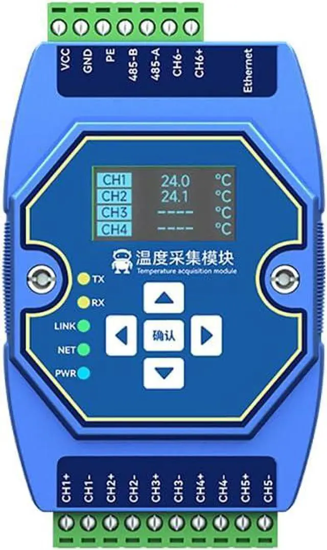 Main image of Temperature Acquisition Multi Way RS485 Ethernet ME31-XEXX0600 6 Way Type K Modbus Gateway Watchdog DNS Industrial