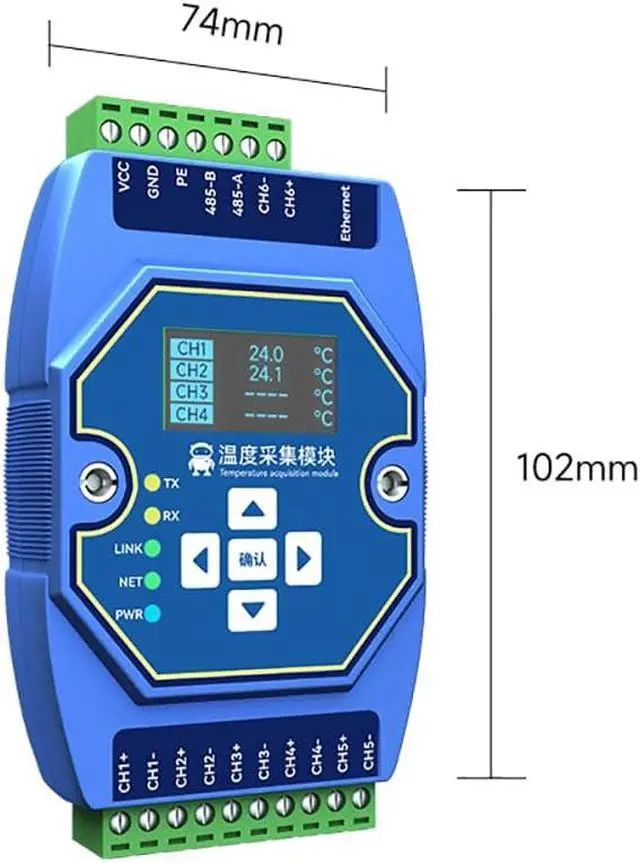 Alt view image 2 of 6 - Temperature Acquisition Multi Way RS485 Ethernet ME31-XEXX0600 6 Way Type K Modbus Gateway Watchdog DNS Industrial