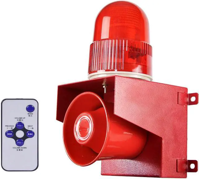Main image of Motion Sensor Alarm Siren 120dB Security Horn 12 Tone Adjustable Motion Detector Strobe Light for Home School Factory Farmer Warehouse Dock Home AC110V-120V