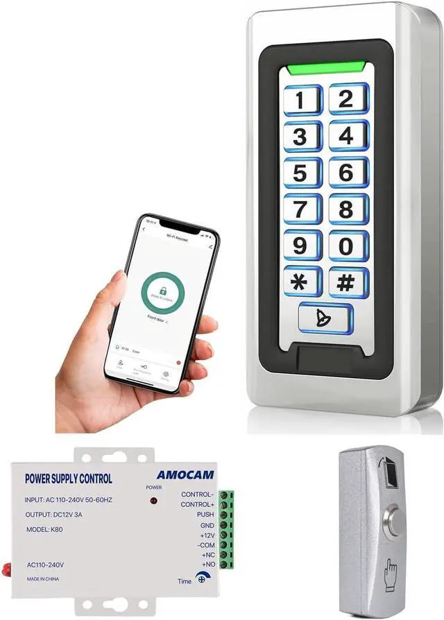 Main image of WiFi Access Control Keypad + K80 Power Supply Control + Metal Push Button Bundles
