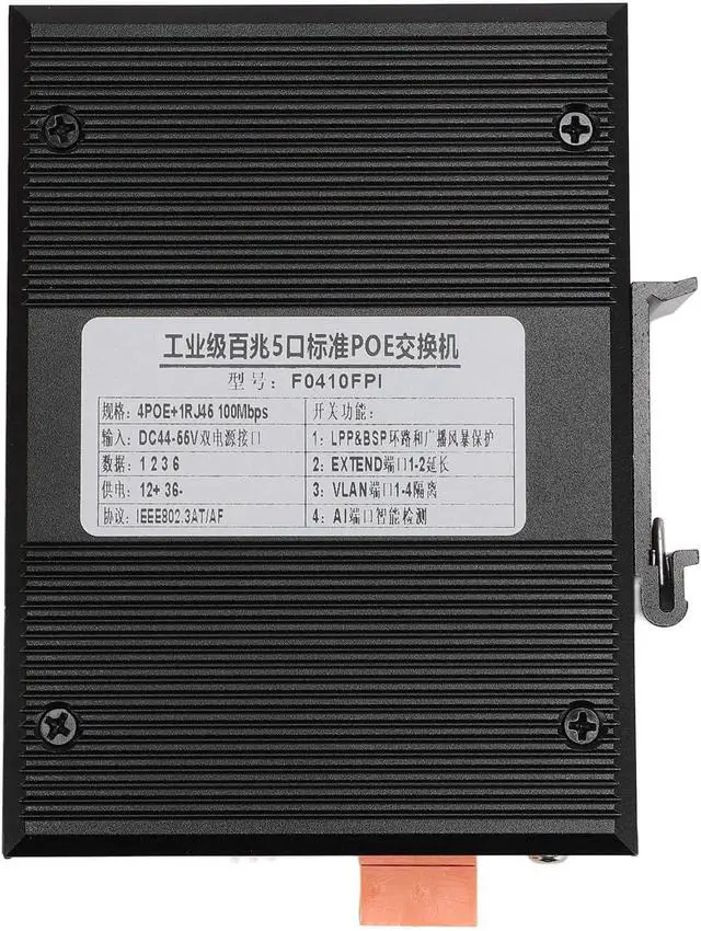 Alt view image 6 of 7 - 5 Port Industrial Ethernet Switch, DIN Rail Mount POE Switch with 1 Uplink, Wide Operating Temperature 40°C to 80°C, 10/100Mbps Industrial Network Switch for Smart Grid and Harsh E