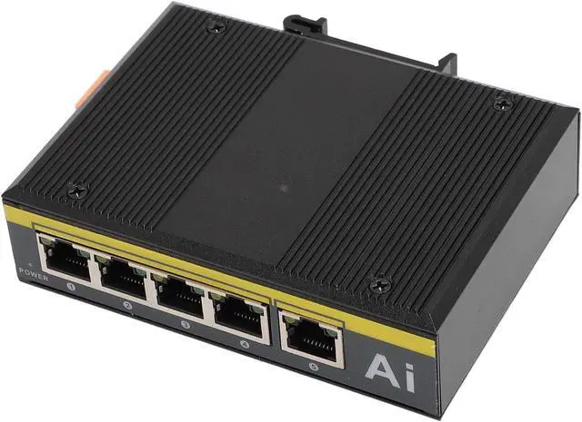 Alt view image 7 of 7 - 5 Port Industrial Ethernet Switch, DIN Rail Mount POE Switch with 1 Uplink, Wide Operating Temperature 40°C to 80°C, 10/100Mbps Industrial Network Switch for Smart Grid and Harsh E