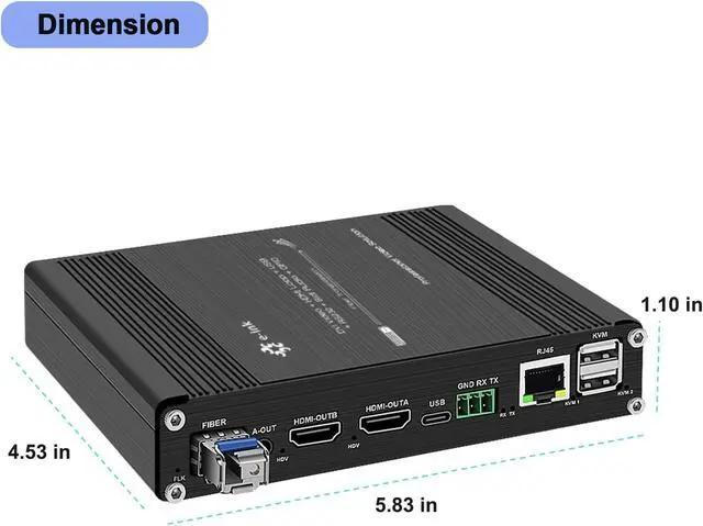 Alt view image 5 of 6 - 4K@60Hz HDMI Fiber Extender with KVM, Audio, RS232/RS485, 10/100M TCP-IP & Bi-Directional IR SFP Included SMF Up to 20km