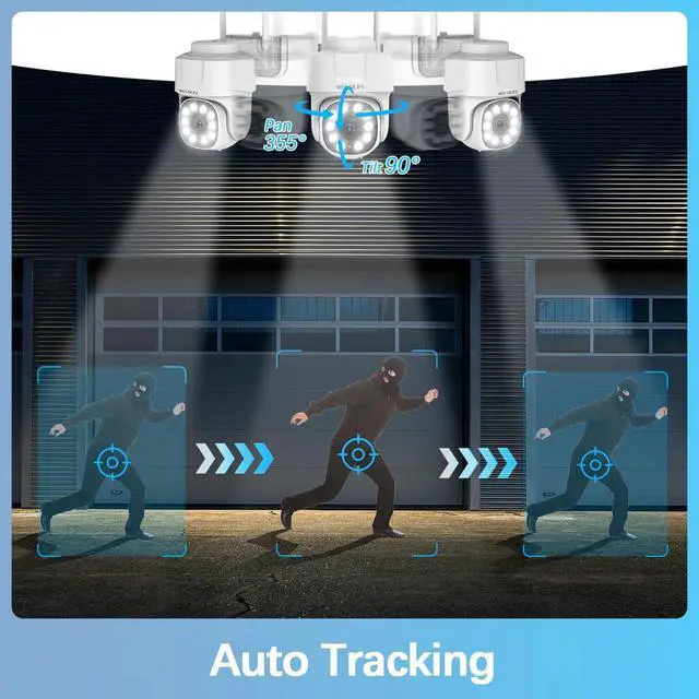 Alt view image 3 of 7 - 360° PT Digital Zoom, Two-Way Audio 5MP Outdoor Wireless Security Camera System Indoor PTZ Security Cameras Waterproof Home Video Surveillance