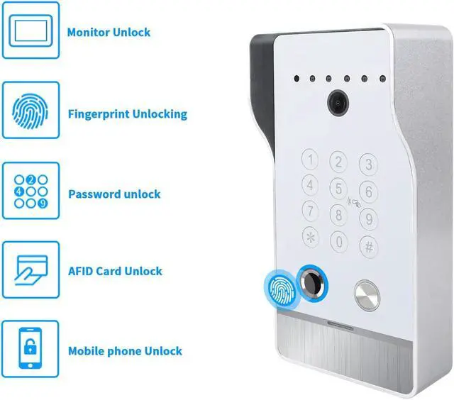 Alt view image 6 of 7 - WiFi Video Door Phone Apartment Doorbell Intercom,1080P 10 Inch Wired Touch Screen Monitor,5 in 1 Wireless Unlock,Supporting Fingerprint,RFID,Password,Motion Detect for Home Villa,Tuya 32G