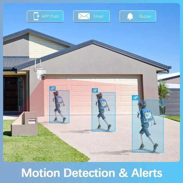 Alt view image 5 of 7 - 360° PT Digital Zoom, Two-Way Audio 5MP Outdoor Wireless Security Camera System Indoor PTZ Security Cameras Waterproof Home Video Surveillance