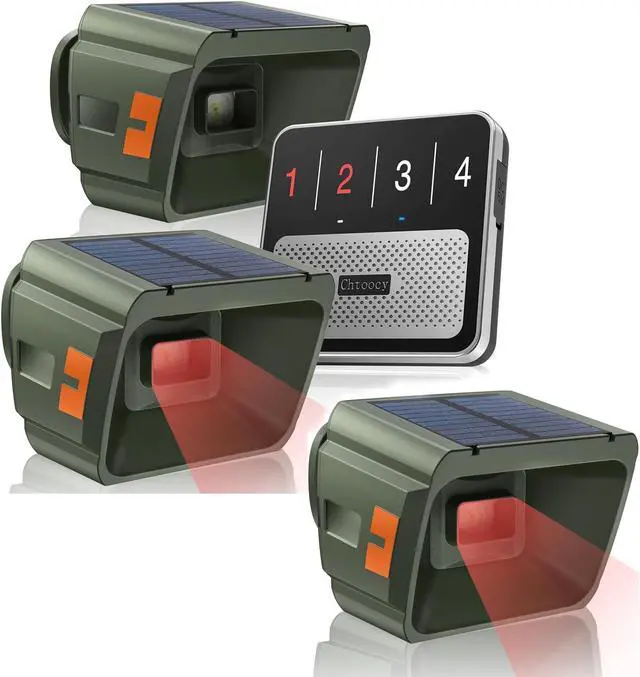 Main image of Solar Driveway Alarm Wireless Outside 1/2 Mile Range, Outdoor Motion Sensor & Detector Driveway Alert System(3 sensors+1receivers