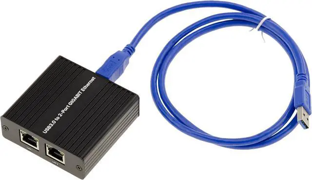 Alt view image 2 of 5 - KALEA-INFORMATIQUE USB 3.0 to 2 Port RJ45 LAN GIGABIT Ethernet 10 100 1000 with ASIX AX88179 Dual Chipset