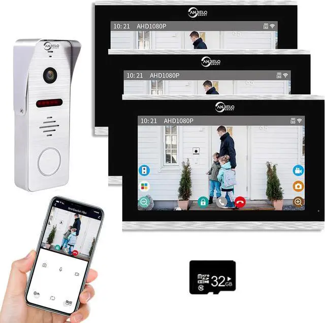 Main image of Wireless Video Doorbell Intercom System Doorbell with Camera,10 inch Touch Monitor 1080P Video Entry Doorphone TUYA IP Wired Video Door Phone for Home Villa Apartment (1 Bell+3 * 10 inch)