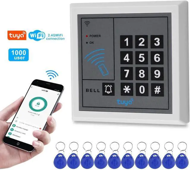 Alt view image 3 of 7 - YiToo TUYA Smart Access Control Kit, Heavy-Duty 600lb Magnetic Lock, 1000 Users, APP Remote Control, DC12V Power Supply, Exit Button & 10 ID Key Fobs, WG26 Compatible for Home, Office & Apartment