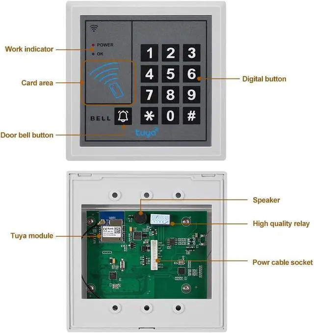 Alt view image 7 of 7 - YiToo TUYA Smart Access Control Kit, Heavy-Duty 600lb Magnetic Lock, 1000 Users, APP Remote Control, DC12V Power Supply, Exit Button & 10 ID Key Fobs, WG26 Compatible for Home, Office & Apartment