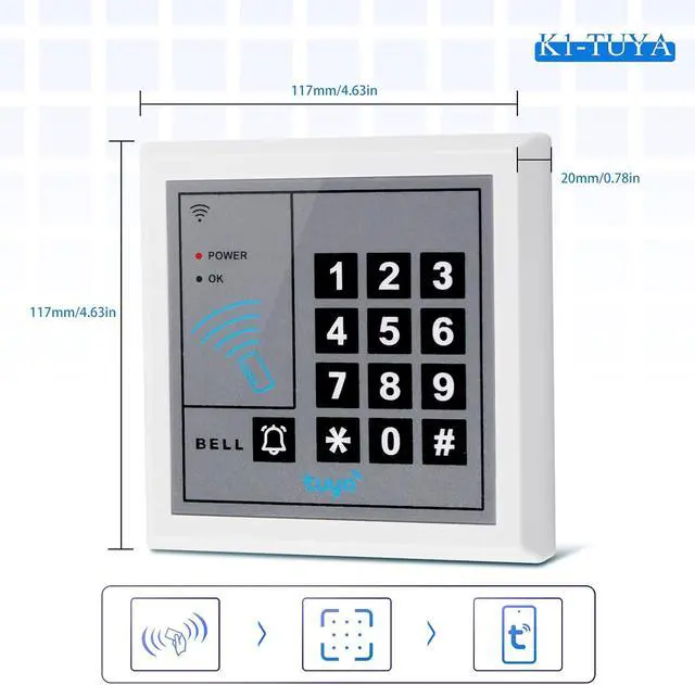 Alt view image 6 of 7 - YiToo TUYA Smart Access Control Kit, Heavy-Duty 600lb Magnetic Lock, 1000 Users, APP Remote Control, DC12V Power Supply, Exit Button & 10 ID Key Fobs, WG26 Compatible for Home, Office & Apartment