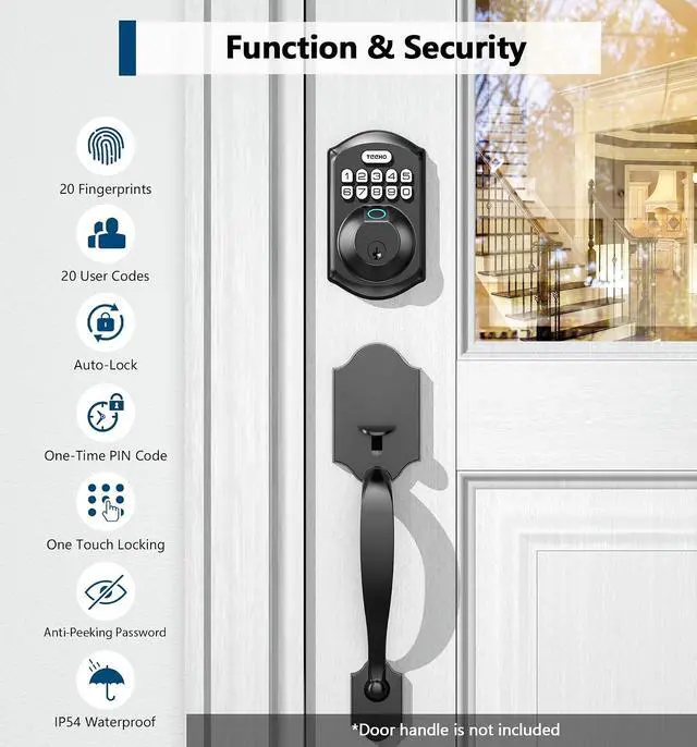 Alt view image 5 of 7 - TEEHO Fingerprint Door Lock-Keypad Door Lock with Handle