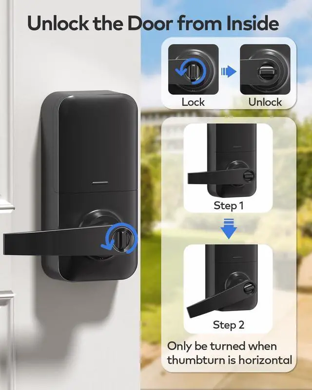 Alt view image 6 of 7 - TEEHO Fingerprint Door Lock-Keypad Door Lock with Handle