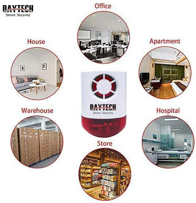 Alt view image 3 of 7 - Daytech Strobe Siren Alarm Home Caring Loud Outdoor SOS Alert System