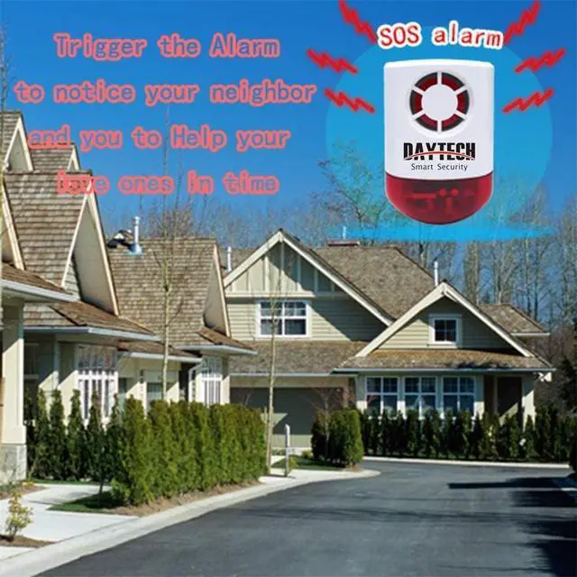 Alt view image 2 of 7 - Daytech Strobe Siren Alarm Home Caring Loud Outdoor SOS Alert System
