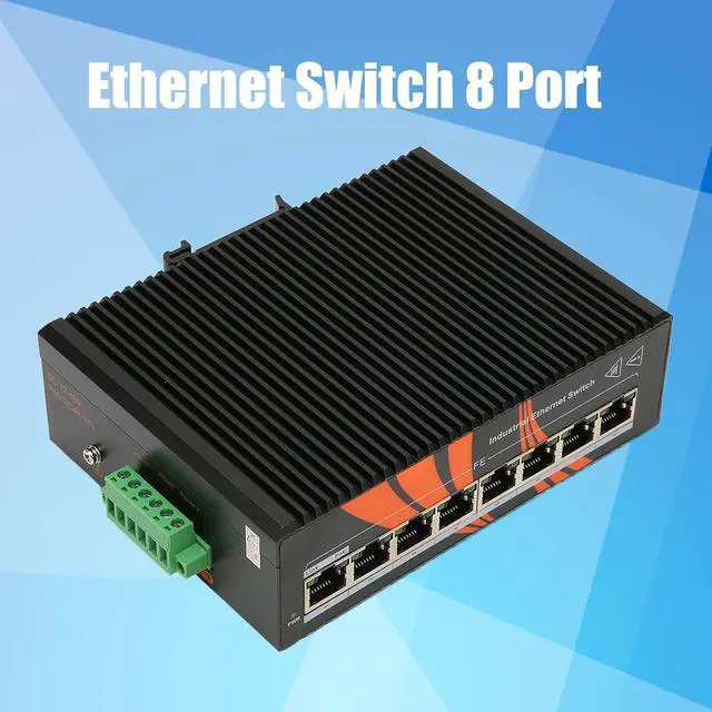 Alt view image 4 of 7 - 8 Port Industrial Ethernet Switches Unmanaged Din Rail Minus 40 to 75°C 12 to 58V Dc Input Network Switch for Intelligent Transportation Rail Power Mining