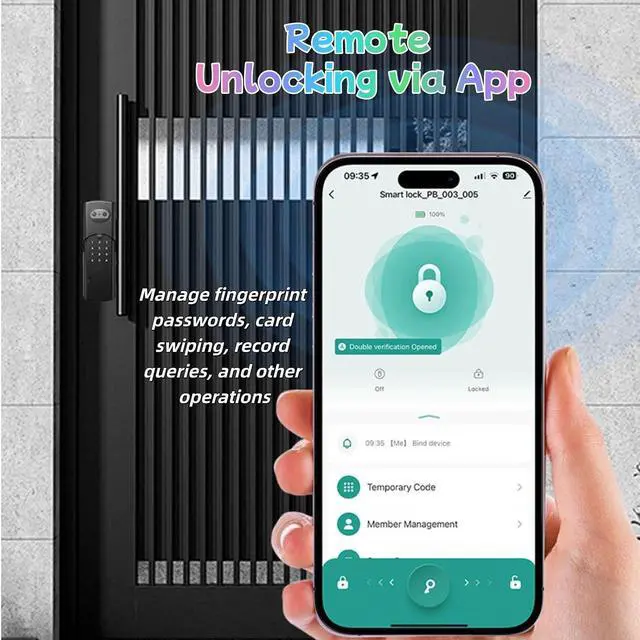 Alt view image 4 of 7 - Face Recognition Smart Door Locks Outdoor Fence Door Locks with Rain Cover 6 Unlocking Methods APP Remote Unlocking Fingerprint Passcode IC Card Key Unlocking Suitable for Outdoor & Home Use(Black)