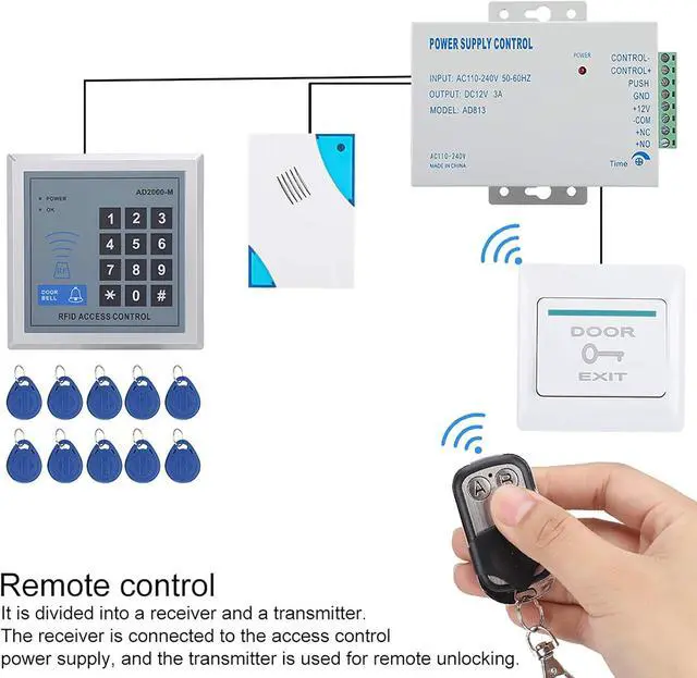 Alt view image 6 of 6 - Access Control System for Home Security Password Keypad Entry with 10 Keyfobs & Remote Control, Compatible with Standard Doors