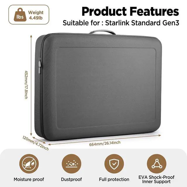 Alt view image 2 of 7 - LUCMO Starlink Gen 3 Case and Cable, 100FT/ 30M Cable and Portable Carrying Case for Travel and Camping RV Trips