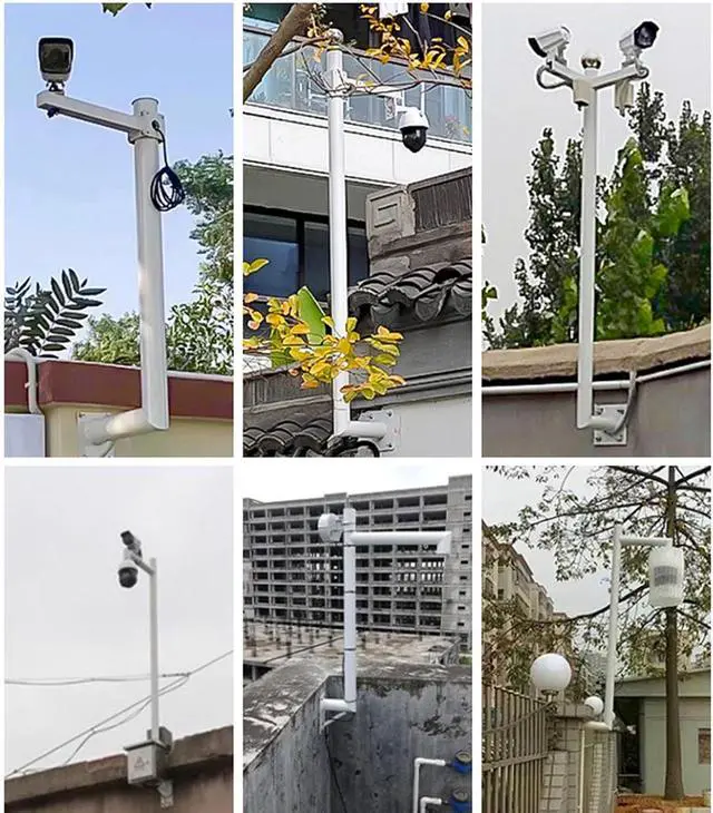 Alt view image 6 of 6 - Universal Security Camera Pole Mount Bracket - Long Arm Support for Outdoor Surveillance and CCTV Installation