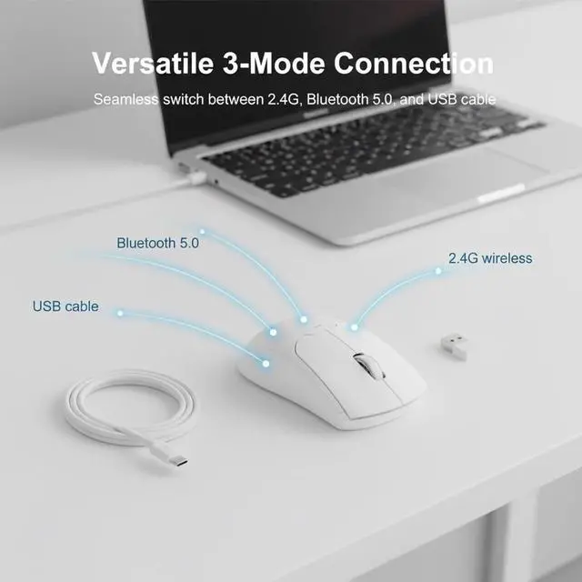 Alt view image 4 of 7 - Yoidesu Wireless Mouse for Laptop, 2.4GHz Computer Mouse with Fingerprint ID for Data Protection, 2.4G BT USB Connect, 3 Level DPI, 600mAh Battery for PC Laptop Tablet