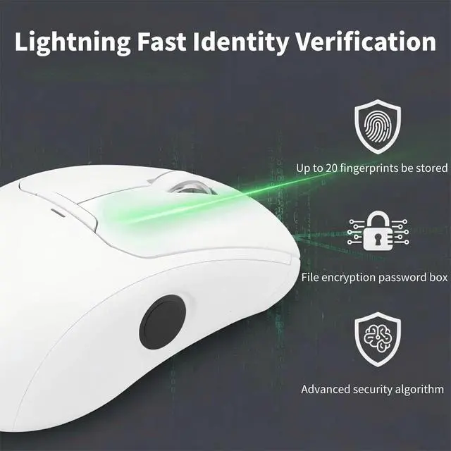 Alt view image 5 of 7 - Yoidesu Wireless Mouse for Laptop, 2.4GHz Computer Mouse with Fingerprint ID for Data Protection, 2.4G BT USB Connect, 3 Level DPI, 600mAh Battery for PC Laptop Tablet