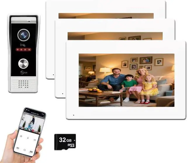 Main image of WiFi Video Intercom System Doorbell with Camera,1080P Touch Screen Monitor,Ring Doorbell Camera,Support Night Vision Remote Unlock Dual-Way Intercom for Home Security System (1 BELL+ 3 MONITOR)