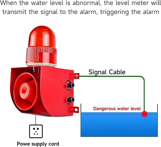 Alt view image 3 of 7 - Dry Contact Input Alarm Siren 120dB Loud Outdoor/Indoor Sirens with Strobe Light Adjust Sound Works with Security Panel, Switch or Sensor SLA-02HK AC110-120V