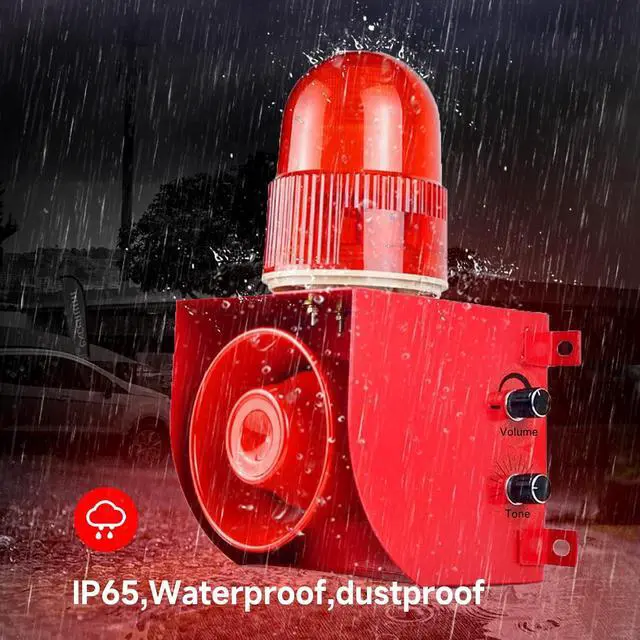 Alt view image 5 of 7 - Dry Contact Input Alarm Siren 120dB Loud Outdoor/Indoor Sirens with Strobe Light Adjust Sound Works with Security Panel, Switch or Sensor SLA-02HK AC110-120V