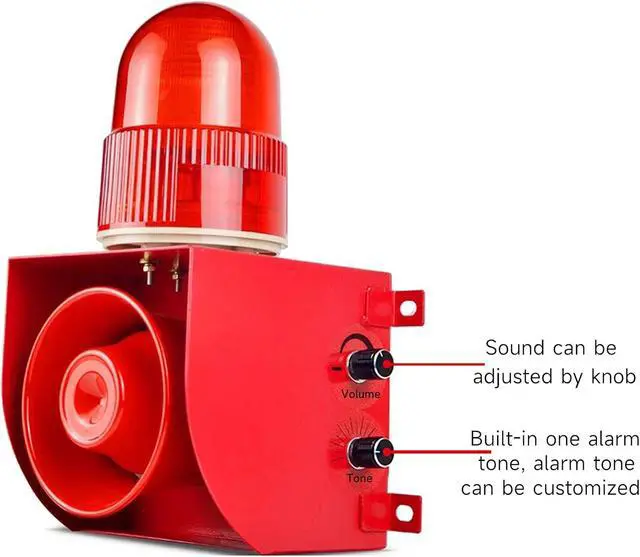Alt view image 6 of 7 - Dry Contact Input Alarm Siren 120dB Loud Outdoor/Indoor Sirens with Strobe Light Adjust Sound Works with Security Panel, Switch or Sensor SLA-02HK AC110-120V