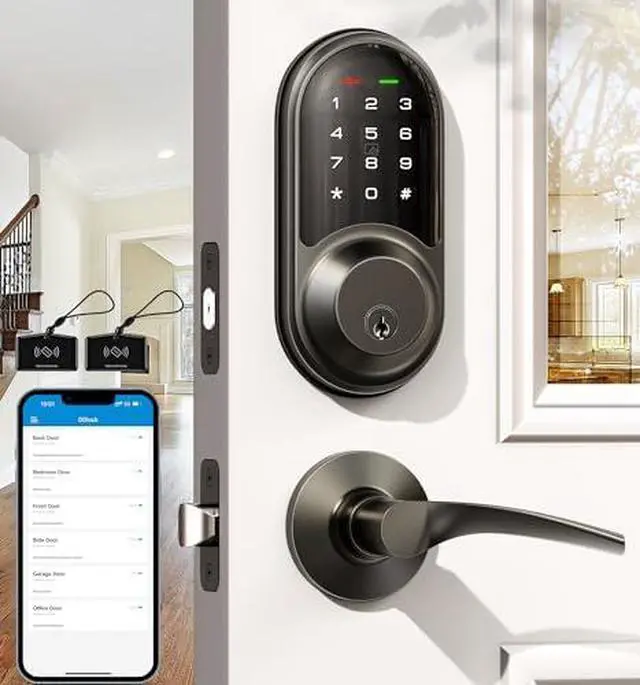Alt view image 2 of 6 - Veise VE07L-RZ06B Smart Front Door Lock Set