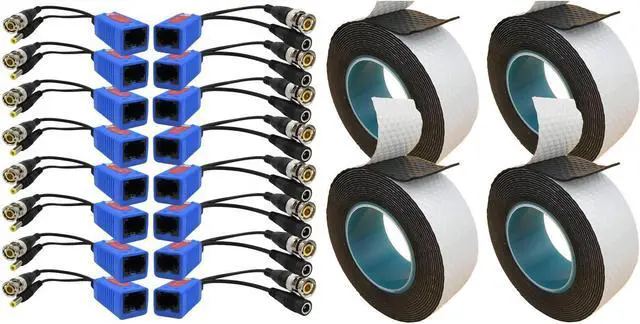 Main image of 8 Pair Video Balun with Power 1080P-8MP Analog Camera Ethernet Transceiver and 4Roll Waterproof Self-Fusing Insulated Rubber Tape Buddle
