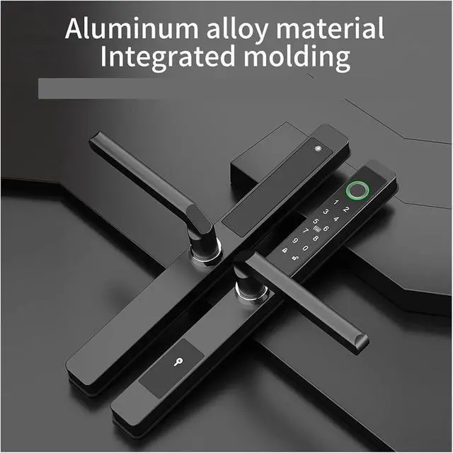 Alt view image 3 of 7 - TTlock App Fingerprint Electronic Digital Smart Narrow Door Lock for Sliding Metal Framed Glass Door(Black Long)