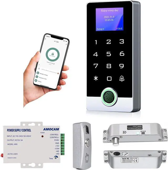 Main image of WiFi Access Control Keypad + K80 Power Supply Control + Metal Push Button + Electric Drop Bolt Lock Bundles
