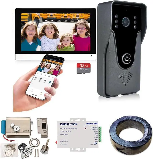 Main image of WiFi Video Intercom System + K80 Power Supply + Electric Door Lock + 150FT RVV 4 Wire Bundles
