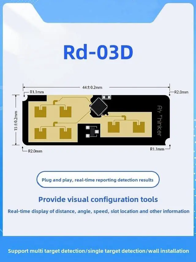 Alt view image 6 of 7 - Rd-03D 24G Hz Multi-Target Human Motion Trajectory Positioning and Tracking Radar Module, 2pcs