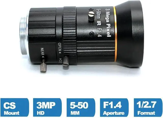 Alt view image 4 of 5 - Varifocal Lens 5-50MM HD 3.0 Megapixel CS Mount Manual Iris 1/2.7" F1.4 for Industrial Machine Vision Cameras CCTV IP Cam
