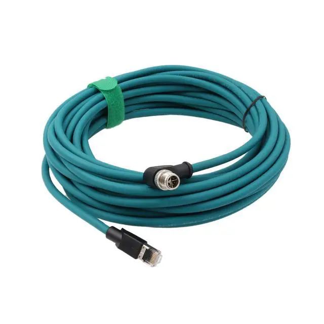 Alt view image 6 of 7 - M12 GigE Ethernet Network Cable CAT7e for Cognex Baumer Sensor Barcode Reader Camera Network PC Switch, Right Angle 90-Degree 8 Pin X-Coded to RJ45 50M