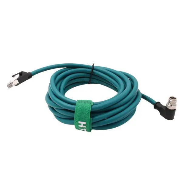 Alt view image 7 of 7 - M12 GigE Ethernet Network Cable CAT7e for Cognex Baumer Sensor Barcode Reader Camera Network PC Switch, Right Angle 90-Degree 8 Pin X-Coded to RJ45 50M