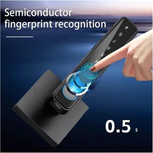 Alt view image 4 of 7 - Biometric Fingerprint Smart Home Door Lock Password Electronic(Purplish red)