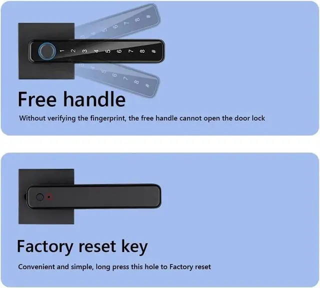 Alt view image 6 of 7 - Biometric Fingerprint Smart Home Door Lock Password Electronic(Purplish red)